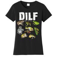 Funny Saying DILF Damn I Love Frogs Animals Women's T-Shirt