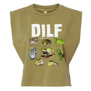 Funny Saying DILF Damn I Love Frogs Animals Garment-Dyed Women's Muscle Tee