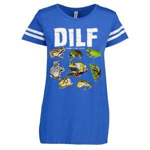 Funny Saying DILF Damn I Love Frogs Animals Enza Ladies Jersey Football T-Shirt