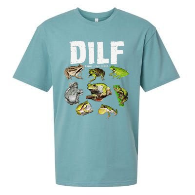 Funny Saying DILF Damn I Love Frogs Animals Sueded Cloud Jersey T-Shirt