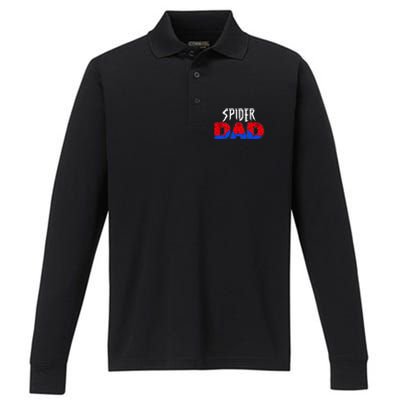 Funny Spider Dad Matching Family Shirts Performance Long Sleeve Polo