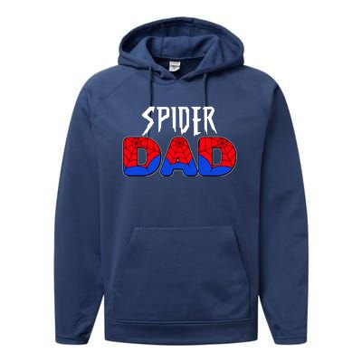 Funny Spider Dad Matching Family Shirts Performance Fleece Hoodie