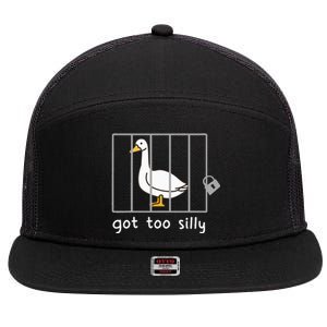 Funny Saying Duck Go To Silly Goose In Jail 7 Panel Mesh Trucker Snapback Hat