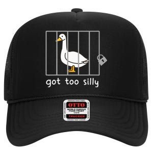 Funny Saying Duck Go To Silly Goose In Jail High Crown Mesh Back Trucker Hat