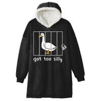 Funny Saying Duck Go To Silly Goose In Jail Hooded Wearable Blanket