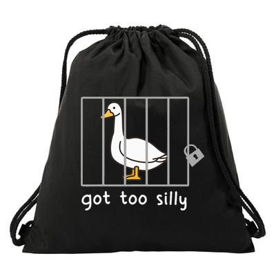 Funny Saying Duck Go To Silly Goose In Jail Drawstring Bag