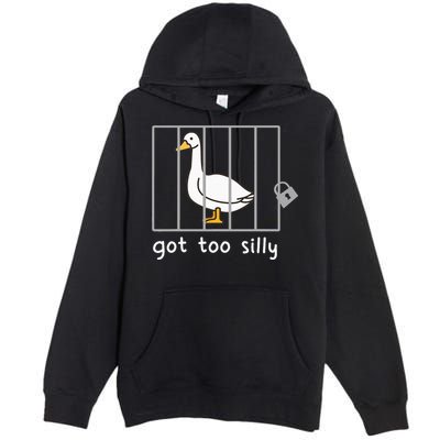 Funny Saying Duck Go To Silly Goose In Jail Premium Pullover Hoodie