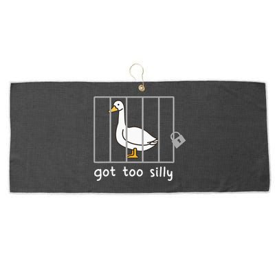 Funny Saying Duck Go To Silly Goose In Jail Large Microfiber Waffle Golf Towel