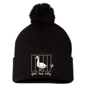 Funny Saying Duck Go To Silly Goose In Jail Pom Pom 12in Knit Beanie