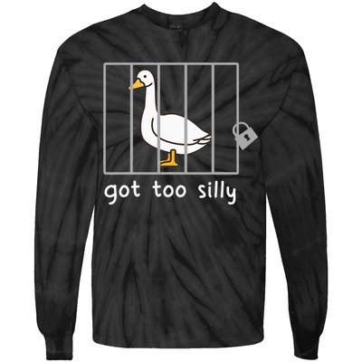 Funny Saying Duck Go To Silly Goose In Jail Tie-Dye Long Sleeve Shirt