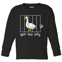 Funny Saying Duck Go To Silly Goose In Jail Toddler Long Sleeve Shirt