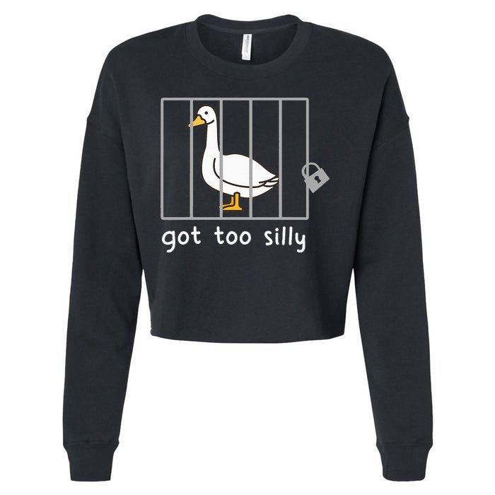 Funny Saying Duck Go To Silly Goose In Jail Cropped Pullover Crew