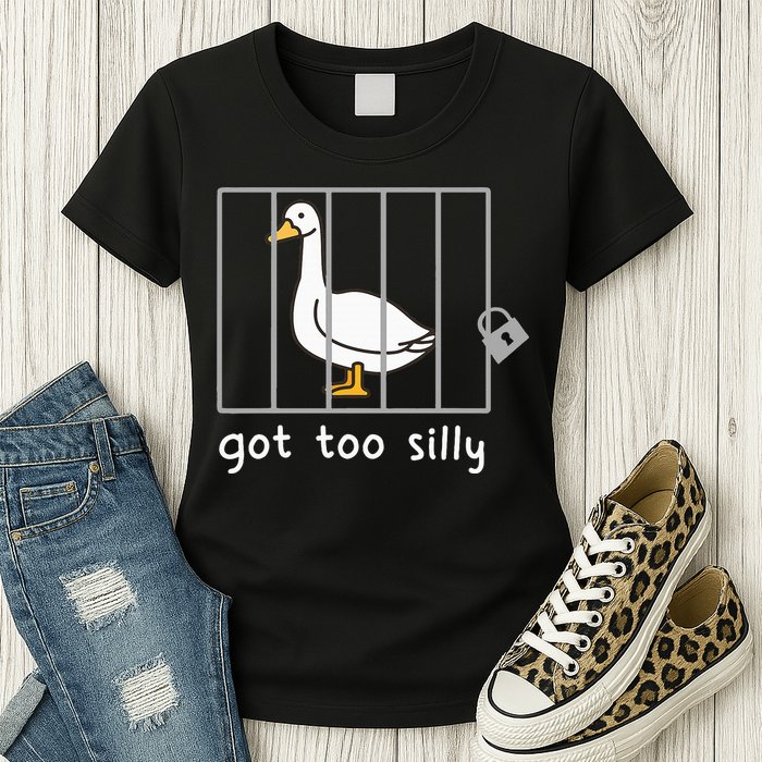 Funny Saying Duck Go To Silly Goose In Jail Womens T-Shirt