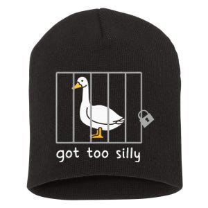 Funny Saying Duck Go To Silly Goose In Jail Short Acrylic Beanie