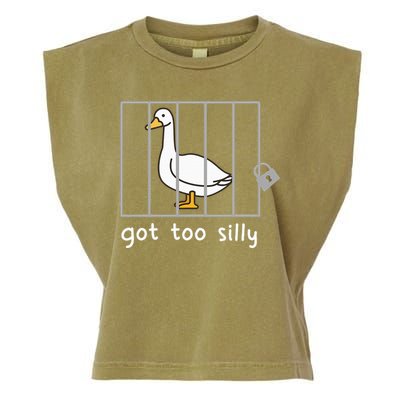 Funny Saying Duck Go To Silly Goose In Jail Garment-Dyed Women's Muscle Tee