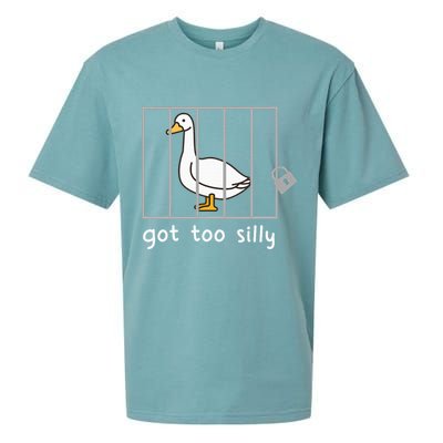 Funny Saying Duck Go To Silly Goose In Jail Sueded Cloud Jersey T-Shirt