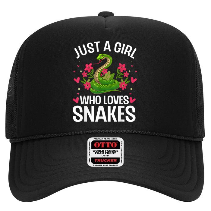 Funny Snake Design For Girl Women Snake Lover Kids Toddlers High Crown Mesh Back Trucker Hat