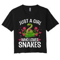 Funny Snake Design For Girl Women Snake Lover Kids Toddlers Women's Crop Top Tee