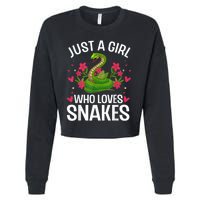 Funny Snake Design For Girl Women Snake Lover Kids Toddlers Cropped Pullover Crew