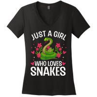 Funny Snake Design For Girl Women Snake Lover Kids Toddlers Women's V-Neck T-Shirt