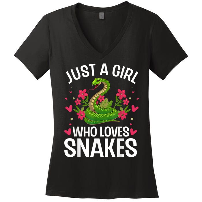 Funny Snake Design For Girl Women Snake Lover Kids Toddlers Women's V-Neck T-Shirt