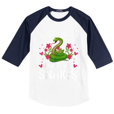 Funny Snake Design For Girl Women Snake Lover Kids Toddlers Baseball Sleeve Shirt