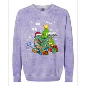 Funny Santa Dinosaur Fa Ra Ra Rawr Rawr Christmas Tgiftrex Xmas Gift Colorblast Crewneck Sweatshirt