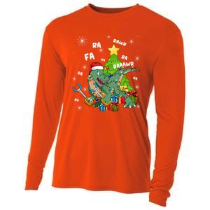 Funny Santa Dinosaur Fa Ra Ra Rawr Rawr Christmas Tgiftrex Xmas Gift Cooling Performance Long Sleeve Crew