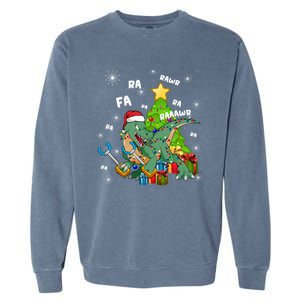 Funny Santa Dinosaur Fa Ra Ra Rawr Rawr Christmas Tgiftrex Xmas Gift Garment-Dyed Sweatshirt