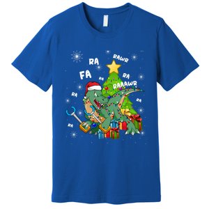 Funny Santa Dinosaur Fa Ra Ra Rawr Rawr Christmas Tgiftrex Xmas Gift Premium T-Shirt