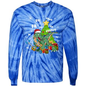 Funny Santa Dinosaur Fa Ra Ra Rawr Rawr Christmas Tgiftrex Xmas Gift Tie-Dye Long Sleeve Shirt