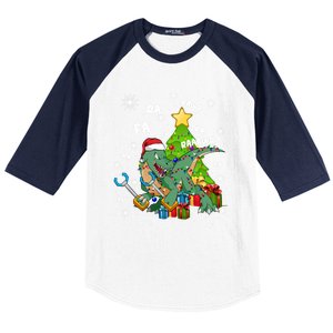 Funny Santa Dinosaur Fa Ra Ra Rawr Rawr Christmas Tgiftrex Xmas Gift Baseball Sleeve Shirt