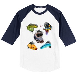 Funny Snake Design For Men Women Kids Toddlers Reptile Lover Baseball Sleeve Shirt