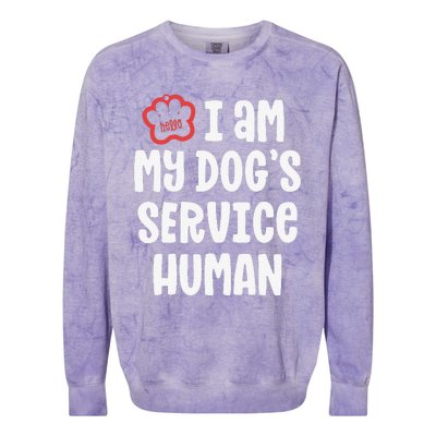 Funny Service Dog For Women I Am My Dogs Human Gift Colorblast Crewneck Sweatshirt