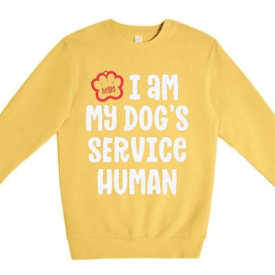 Funny Service Dog For Women I Am My Dogs Human Gift Premium Crewneck Sweatshirt