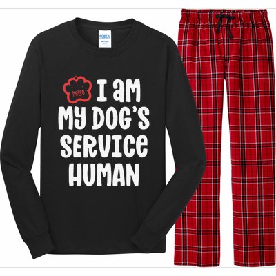 Funny Service Dog For Women I Am My Dogs Human Gift Long Sleeve Pajama Set