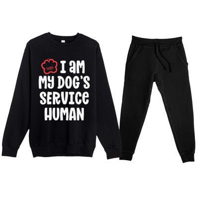 Funny Service Dog For Women I Am My Dogs Human Gift Premium Crewneck Sweatsuit Set