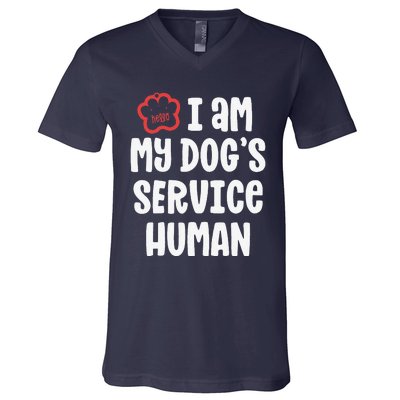 Funny Service Dog For Women I Am My Dogs Human Gift V-Neck T-Shirt