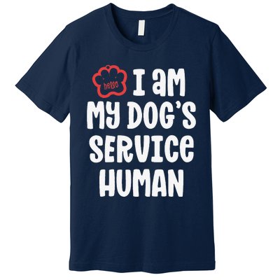 Funny Service Dog For Women I Am My Dogs Human Gift Premium T-Shirt