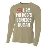 Funny Service Dog For Women I Am My Dogs Human Gift Cooling Performance Long Sleeve Crew