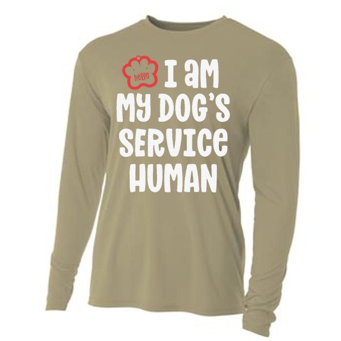 Funny Service Dog For Women I Am My Dogs Human Gift Cooling Performance Long Sleeve Crew