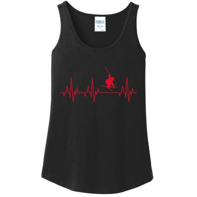 Funny Ski Design For Skier Men Women Kids Skiing Heartbeat Ladies Essential Tank