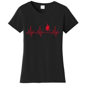 Funny Ski Design For Skier Men Women Kids Skiing Heartbeat Women's T-Shirt