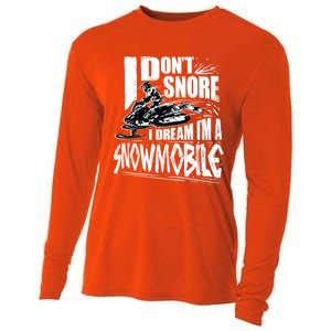 Funny Snowmobile Dream Gift Idea Cool Snowmobiling Gift Cooling Performance Long Sleeve Crew