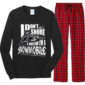 Funny Snowmobile Dream Gift Idea Cool Snowmobiling Gift Long Sleeve Pajama Set