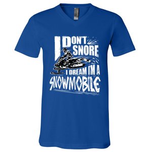 Funny Snowmobile Dream Gift Idea Cool Snowmobiling Gift V-Neck T-Shirt