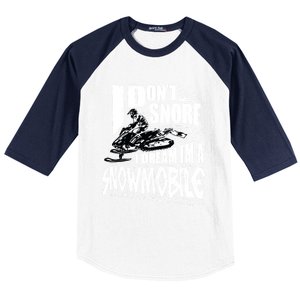 Funny Snowmobile Dream Gift Idea Cool Snowmobiling Gift Baseball Sleeve Shirt