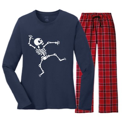 Funny Skeleton Dancing Meme Halloween Spooky Gift Women's Long Sleeve Flannel Pajama Set 