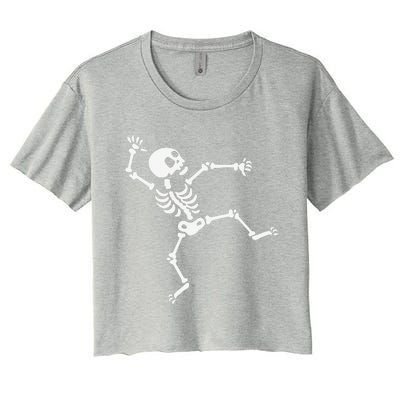 Funny Skeleton Dancing Meme Halloween Spooky Gift Women's Crop Top Tee