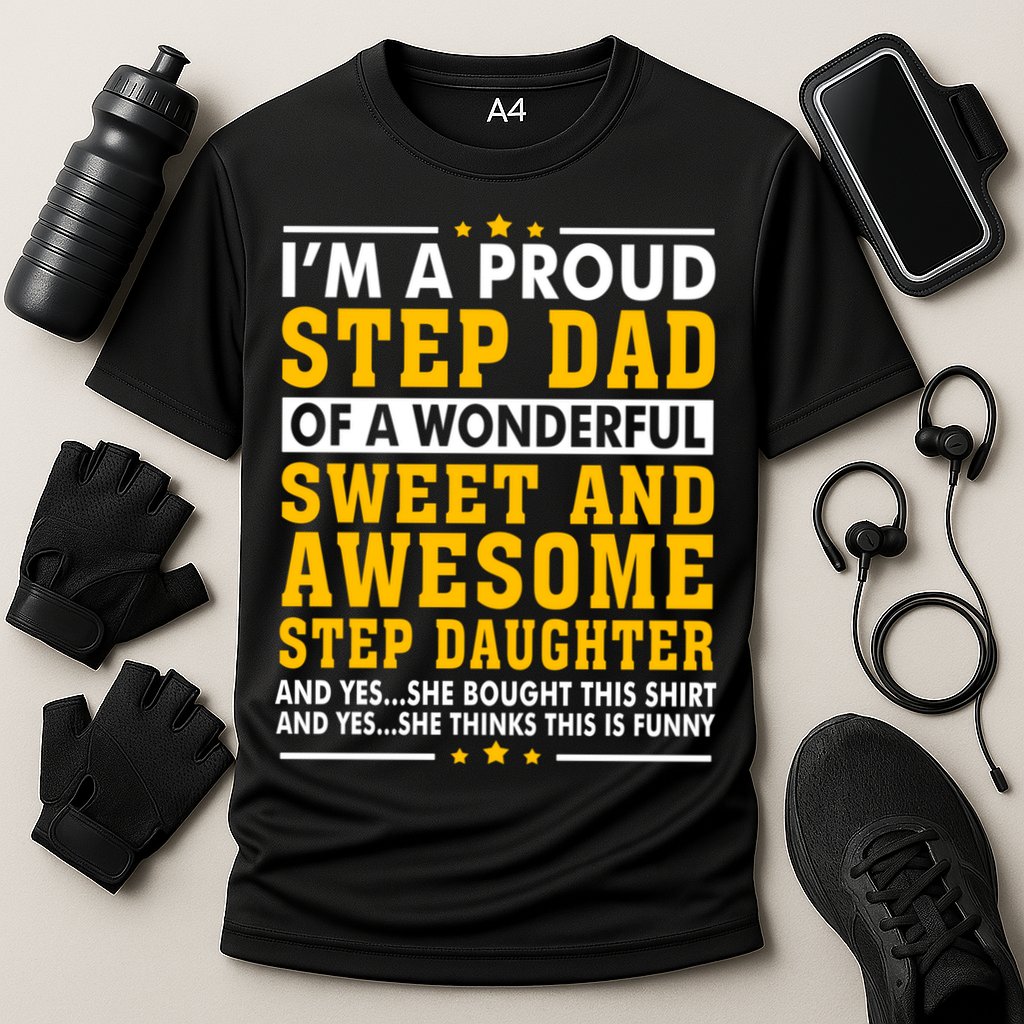 Funny Step Dad Gift Fathers Day Gift Step Daughter Stepdad Gift Cooling Performance Crew T-Shirt